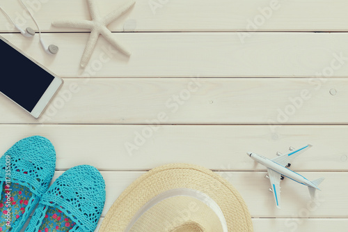 woman vacation accessories and life style objects