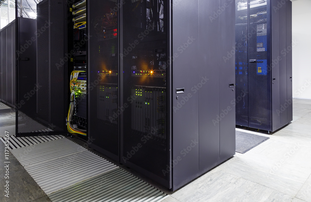 Modern interior of server room, Super Computer, Data center Modern interior of server room, Super Computer, Data center