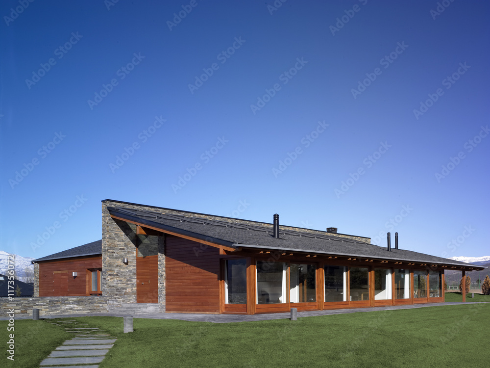 General view of the exterior of a modern house General view of the exterior of a modern house