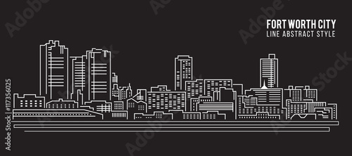 Cityscape Building Line art Vector Illustration design - Fort worth city photo