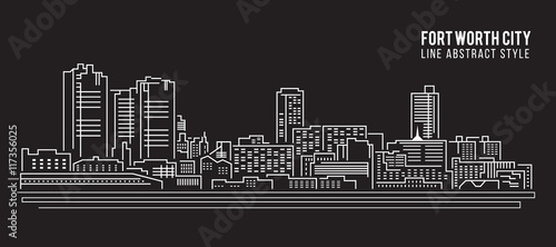 Cityscape Building Line art Vector Illustration design - Fort worth city