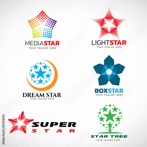 Star logo for business and media vector set design