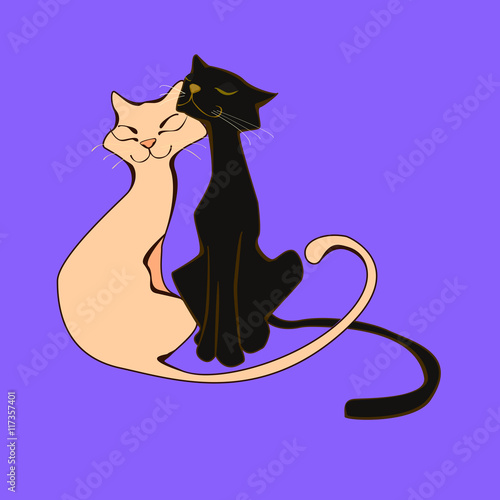 A pair of lovers of cats squinted with pleasure