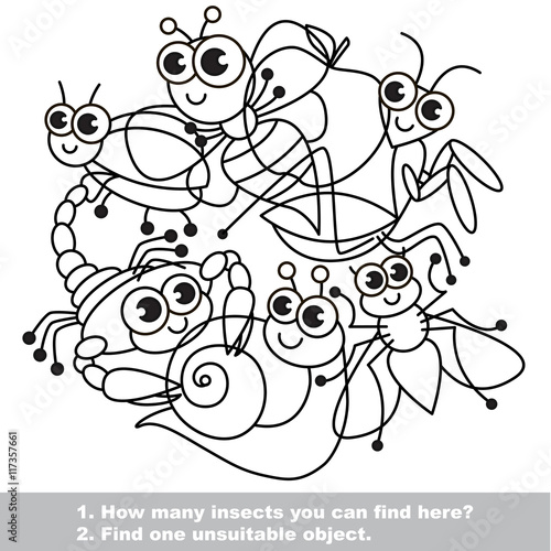 Cute insects. The simple mishmash set in vector.