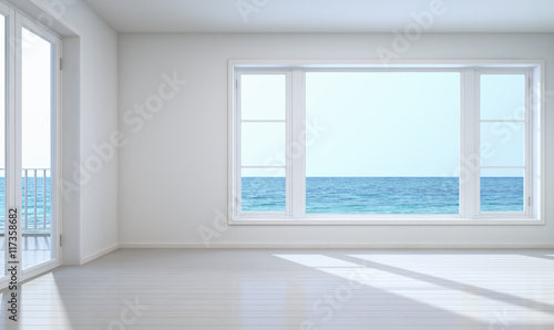 Empty room sea view with clipping path for background - 3D rendering