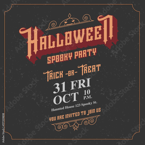 vector,Halloween spooky party invitation card with vintage ornam