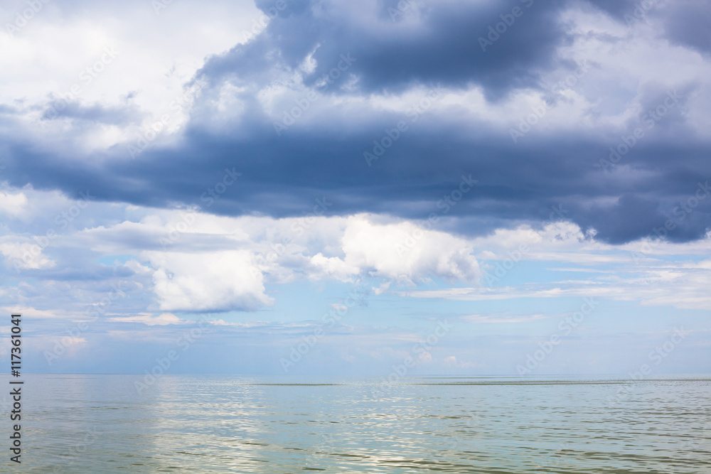 dark blue rain clouds over Sea of Azov