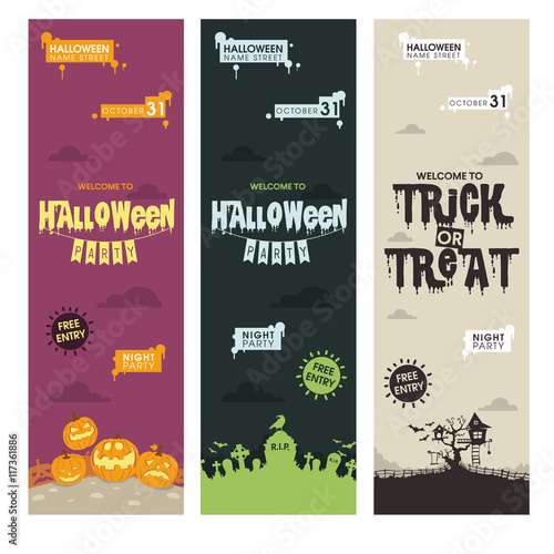 set of portrait halloween poster