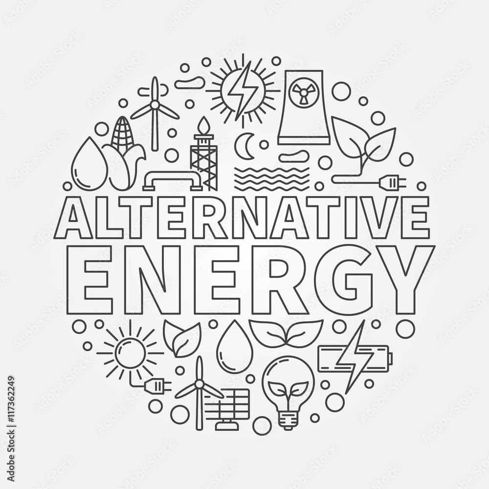 Alternative energy round vector illustration