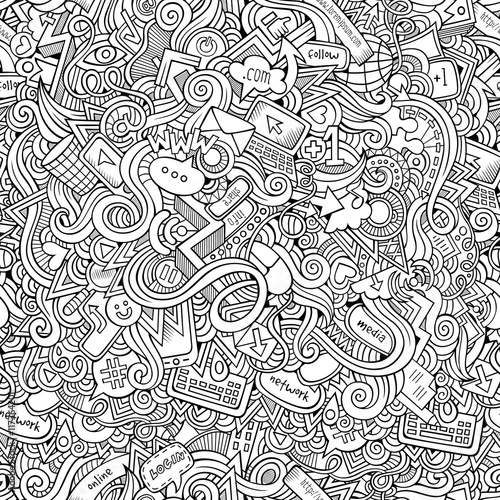 hand drawn internet social media seamless