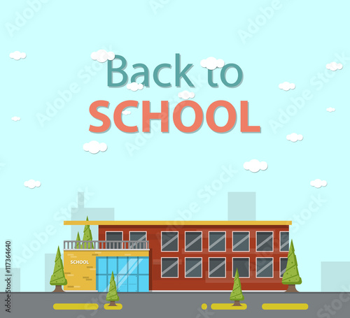 Fototapeta Naklejka Na Ścianę i Meble -  School building. Flat style vector illustration.