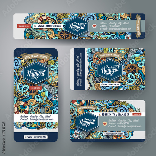 Cartoon vector nautical doodle corporate identity