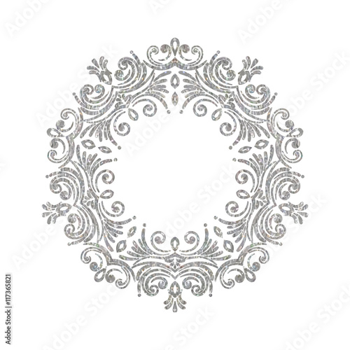 Elegant luxury vintage circle silver floral frame