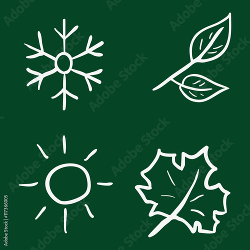 Vector Set of Chalk Doodle Season Icons