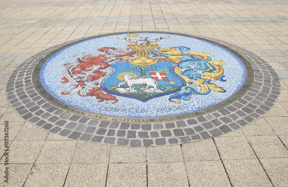 heraldic drawings on the pavement