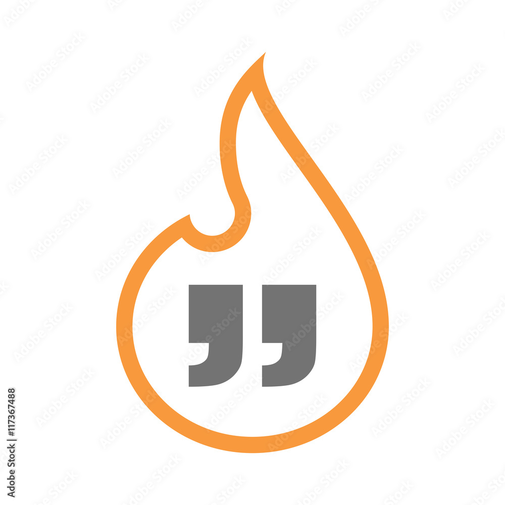 Isolated line art flame icon with quotes Isolated line art flame icon with quotes