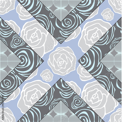 abstract seamless patchwork tile with floral ornament.arabic or