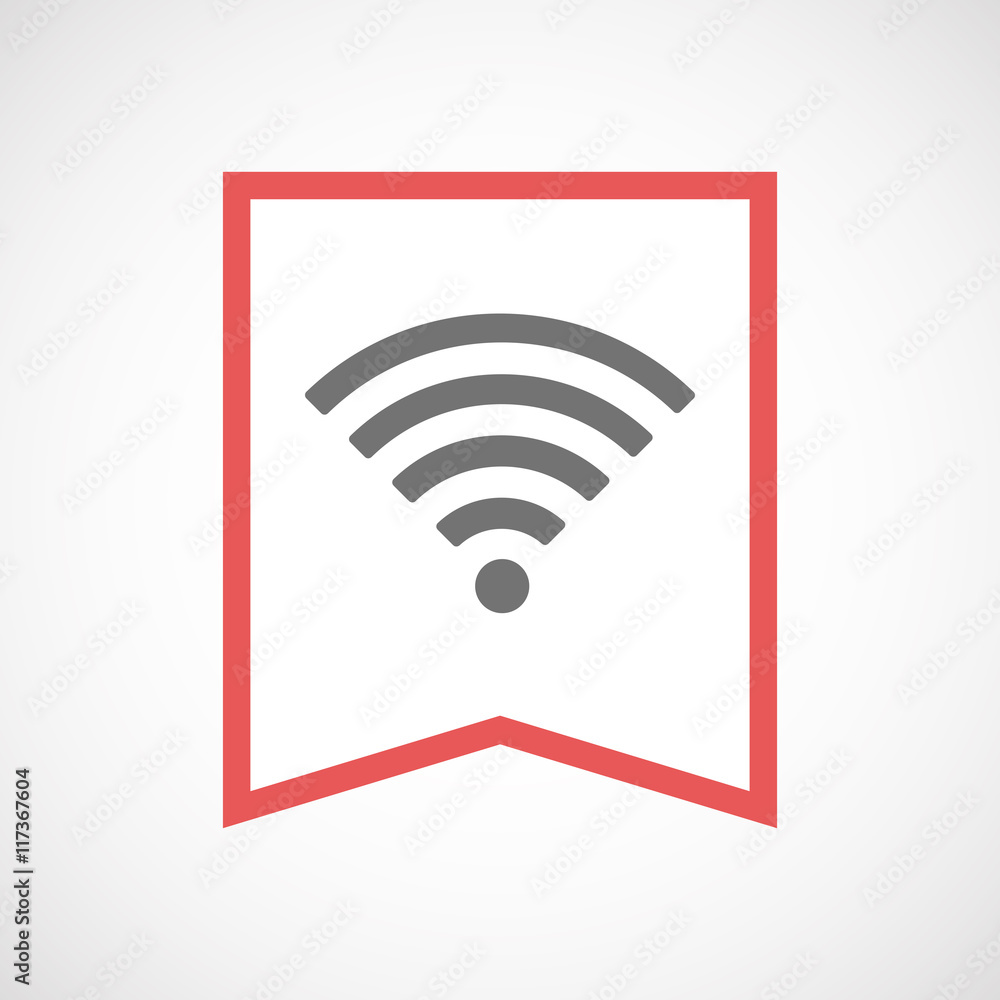 Isolated line art ribbon icon with a radio signal sign Isolated line art ribbon icon with a radio signal sign