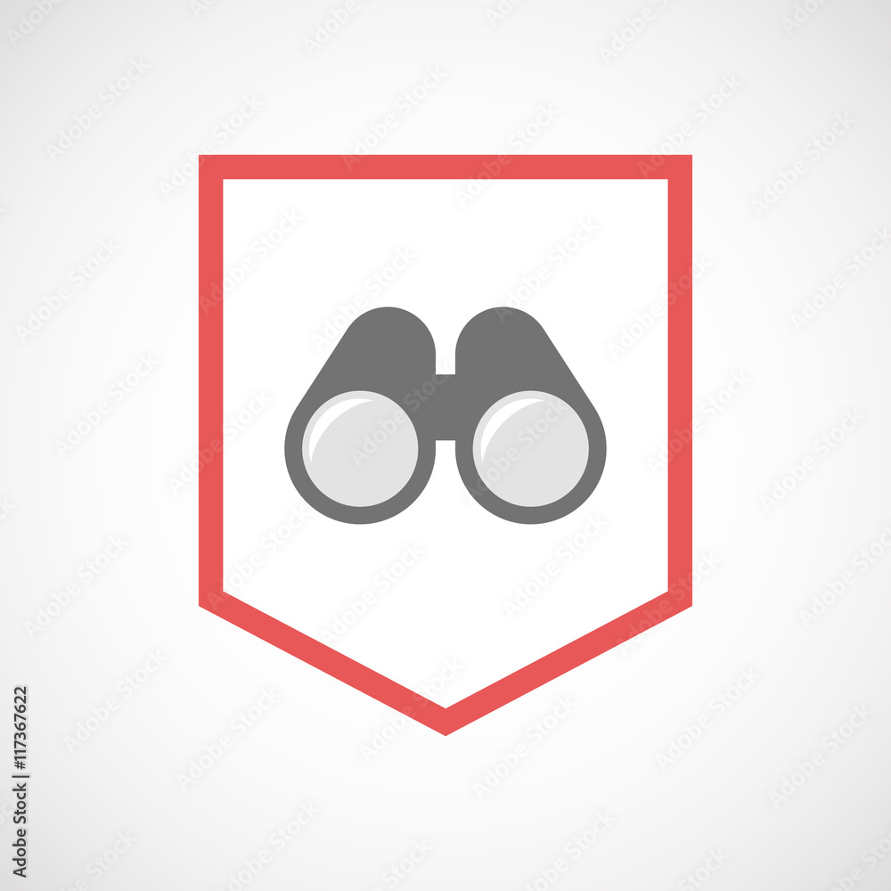 Isolated line art ribbon icon with a binoculars Isolated line art ribbon icon with a binoculars
