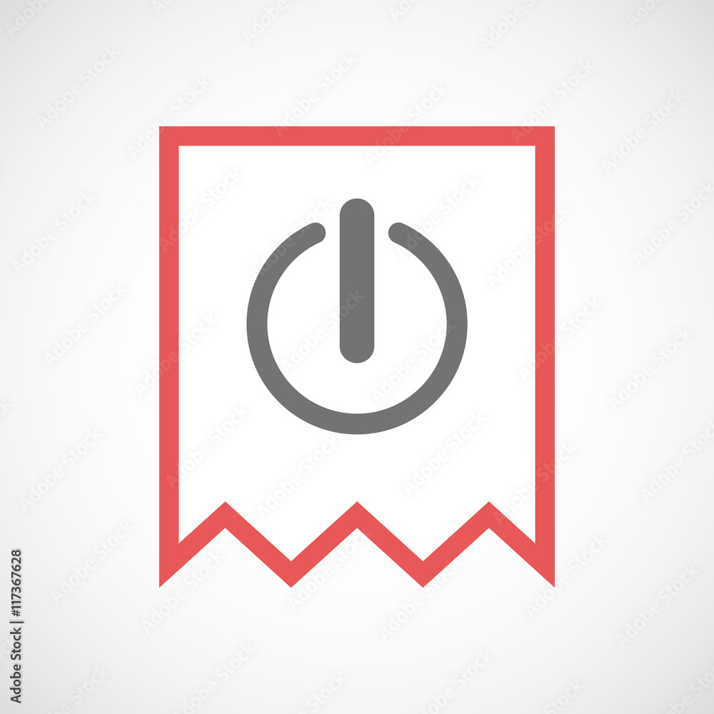 Isolated line art ribbon icon with an off button Isolated line art ribbon icon with an off button