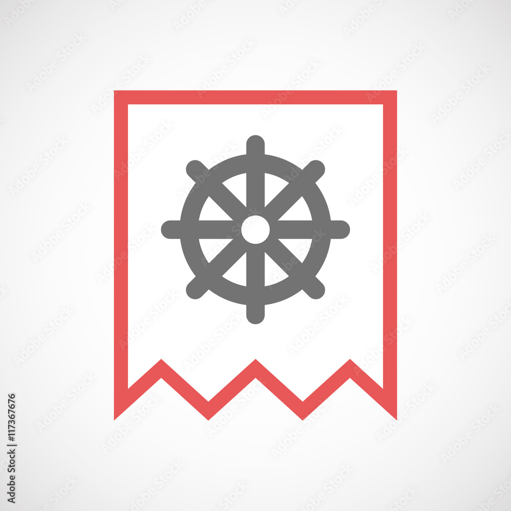 Isolated line art ribbon icon with a dharma chakra sign