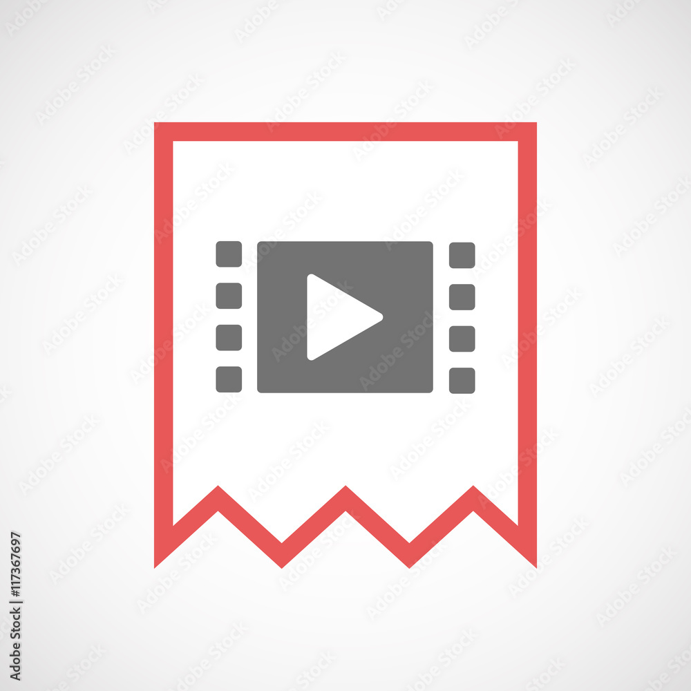 Isolated line art ribbon icon with a multimedia sign Isolated line art ribbon icon with a multimedia sign