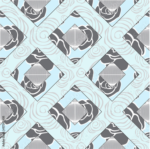 abstract seamless patchwork tile with floral ornament.arabic or