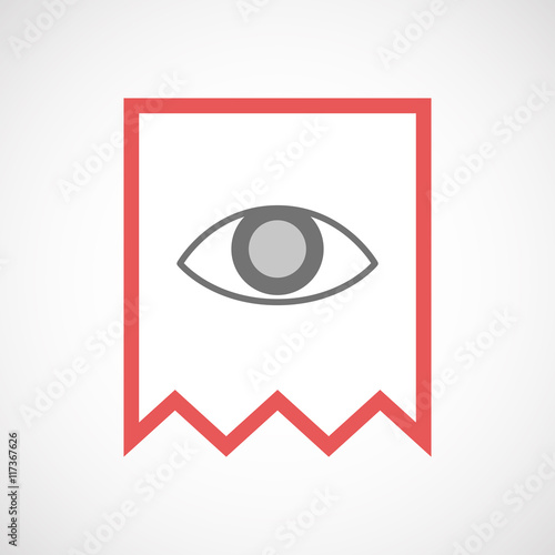 Isolated line art ribbon icon with an eye