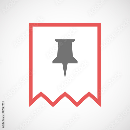 Isolated line art ribbon icon with a push pin
