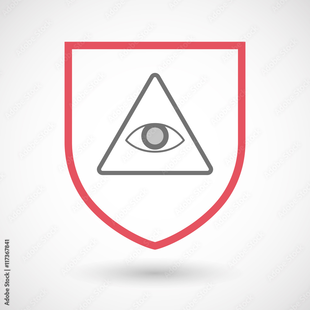 Isolated line art shield icon with an all seeing eye Isolated line art shield icon with an all seeing eye