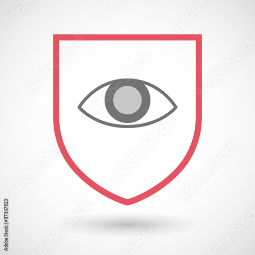 Isolated line art shield icon with an eye