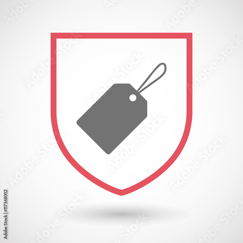 Isolated line art shield icon with a label