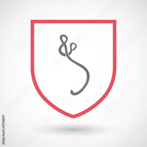 Isolated line art shield icon with  an ebola sign
