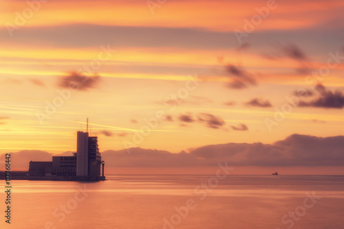 Navigation control tower in sea