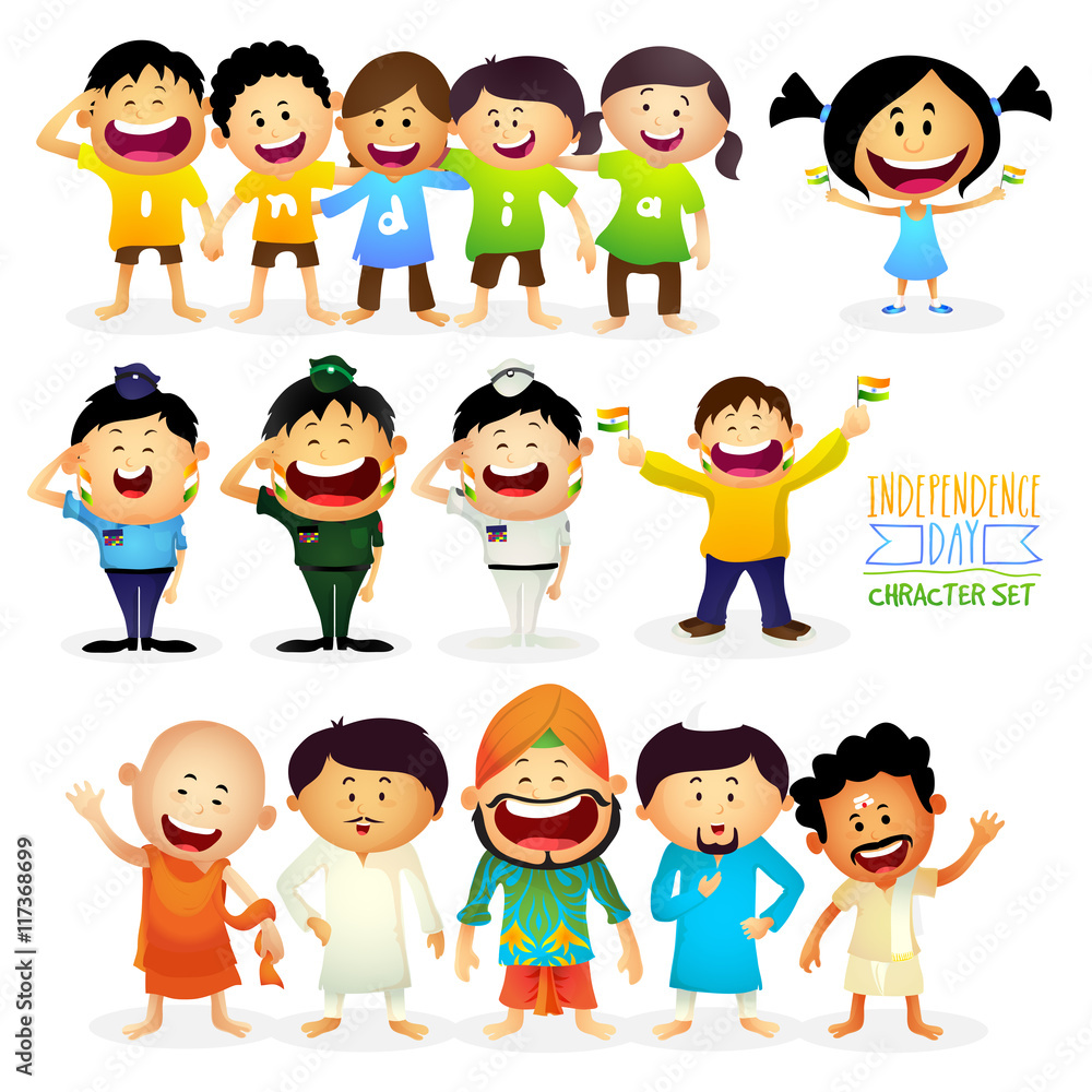 Character set for Indian Independence Day. Character set for Indian Independence Day.