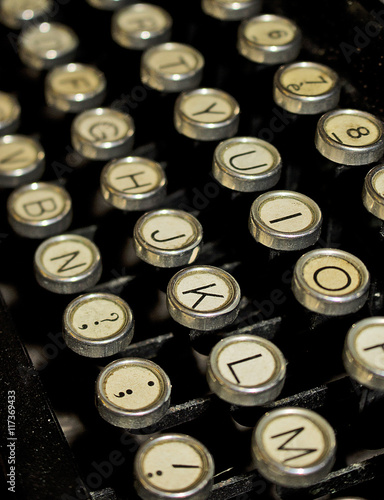 Vintage French Typewriter Close Up of Keys