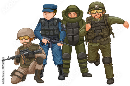 Group of soldiers with weapons