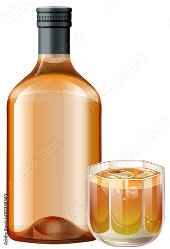 Whisky in glass and bottle