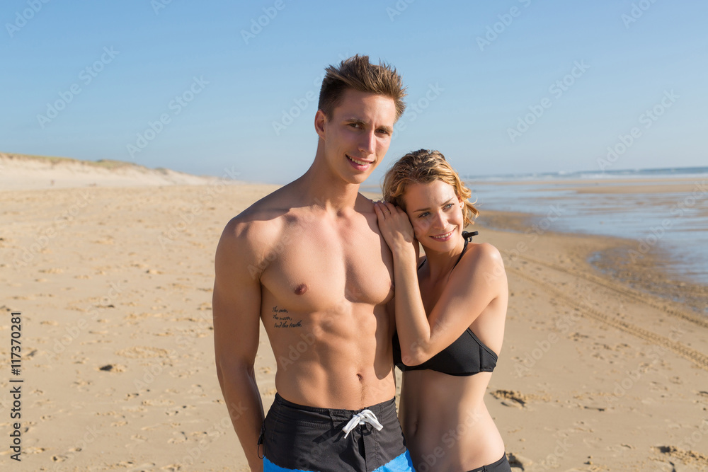 romantic young couple on the beach.Vacation romantic young couple on the beach.Vacation