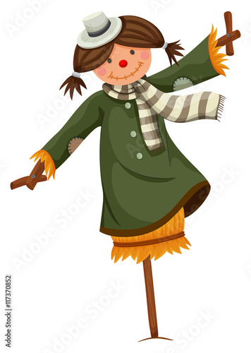 Scarecrow dressed in woman clothes