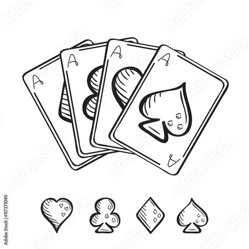 Set of sketch playing cards