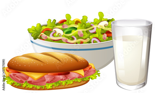 Set menu with sandwich and salad