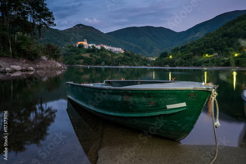 Vagli di Sotto village on Lago di Vagli, Vagli lake, Tuscany, It