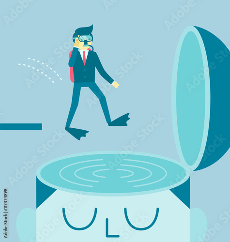 The businessman jump to the pool of human head.
