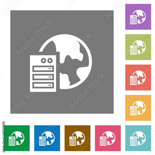 Web hosting square flat icons