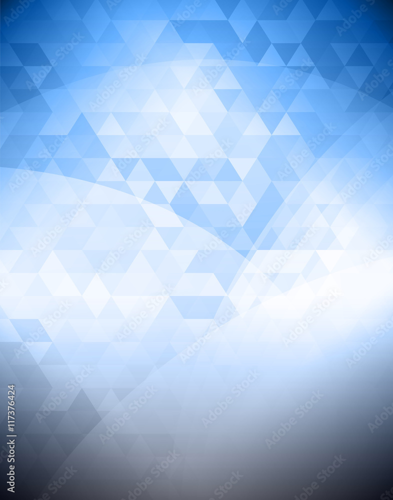 Fototapeta premium Abstract curve and triangle shape light to dark blue color mosaic background. EPS10 vector file