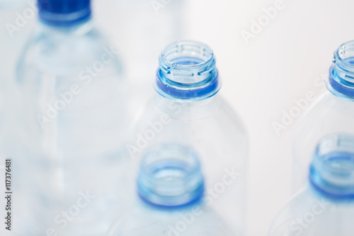 close up of empty used water bottles