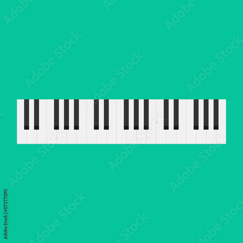 Piano keys vector illustration isolated on green color background, musical instrument keyboard