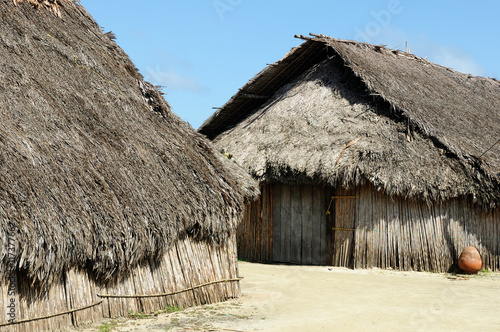 Central America, Panama, traditional house of residents of the San Blas archipelago