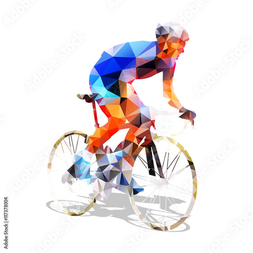 Cycling. Abstract geometrical vector road cyclist on his bike. 